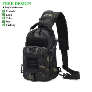 Men’s Camouflage Outdoor Chest Bag Multi Functional Single Shoulder Crossbody Bag for Sports Hiking and Travel