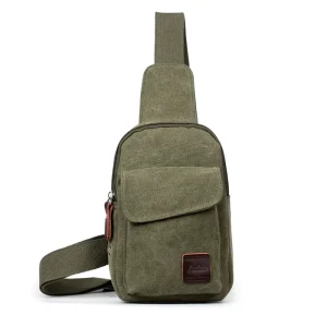 Men’s Canvas Chest Bag Casual Travel Single Shoulder Bag Large Capacity Crossbody Waist Bag Outdoor Sling Backpack