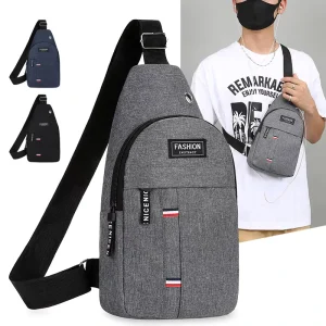 Men’s Canvas Chest Bag Single-shoulder Crossbody Casual Sling Hiking Bag 8-10L Softback