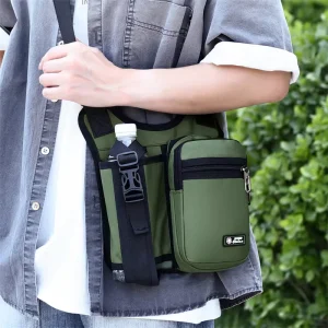 Men’s Canvas Crossbody Bag Custom Logo Fashion Letter Design Chest Bag Anti Theft Waterproof Lightweight Durable Sport Outdoor