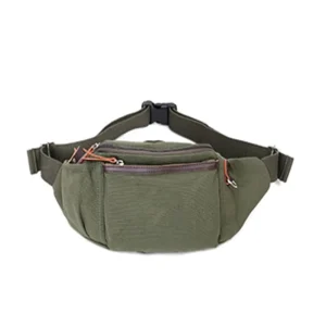 Men’s Canvas Fanny Pack Waist Bag Water Proof Zipper Closure Casual Style for Outdoor Running Free Sample