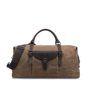Men’s Canvas Genuine Leather Large Duffel Bag Overnight Weekender Travel Bag