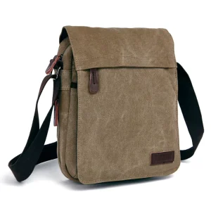 Men’s Canvas Messenger Shoulder Bags Vintage Fashion Zipper Ipad Crossbody Bag Casual Handbag for Man Large Capacity