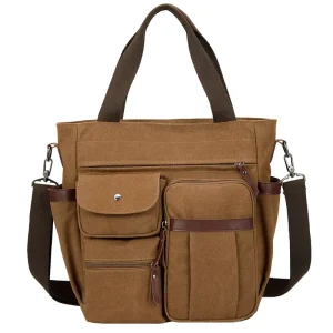 Men’s Canvas Shoulder Bag Casual Crossbody Tote Handbag