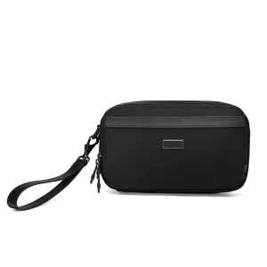 Men’s Casual Business Clutch Bag Large Capacity Zipper Closure Fashion Compartment Handbag Made of PU Polyester