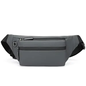 Men’s Casual Business Travel Waist Bag Custom Printed Logo Pure Color Water Proof Zipper Closure Cross Body Design