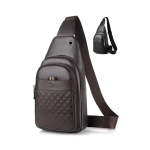 Men’s Casual Chest Bag Lightweight Waterproof PU Zipper Chest Shoulder Bag Gym Jogging Fashionable Travel Custom Walking
