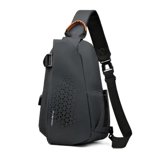 Men’s Casual Crossbody Backpack Latest Design Geometric Pattern Sling Chest Bag Made of Durable Polyester Material
