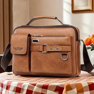 Men’s Casual Crossbody Bag with PU Material and Zipper Closure New Daily Use Sling Bag