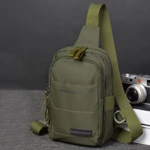Men’s Casual Diagonal Chest Bag Large Capacity Solid Color Oxford Fabric Waterproof Travel Shoulder Crossbody Bag