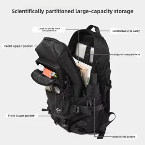 Men’s Casual Lightweight Large Capacity Waterproof Breathable Anti-Theft Travel Backpack Polyester 36-55L Capacity for Outdoor