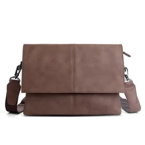 Men’s Casual Luxury Leather Messenger Bag Fashion PU Waterproof Bags with Letter Decoration