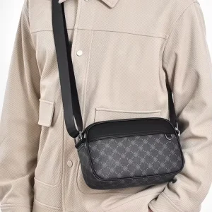 Men’s Casual Multifunctional PU Material Crossbody Backpack Small Square Work New Printed Shoulder Bag Geometric Fashion