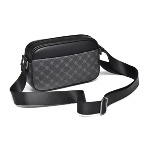 Men’s Casual Multifunctional PVC Material Geometric Printed Crossbody Backpack New Square Work Shoulder Bag Fashion
