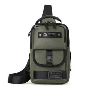 Men’s Casual Nylon Gym Travel Sling Crossbody Chest Bag Waterproof Zipper Closure for Jogging Running Leisure