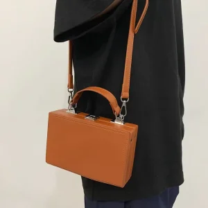 Men’s Casual Outdoor Crossbody Bag Fashionable Simple Design with Letter Decoration Waterproof PU Leather New Style