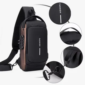 Men’s Casual Outdoor Waist Bag Large Capacity Oxford Cloth Crossbody Style Fashionable Zipper Closure Customizable Chest Bag