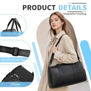 Men’s Casual PU Large Capacity Travel Bag with Rope Buckle, Dry Wet Separation Luggage, Black Fitness Bag