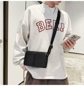 Men’s Casual PU Leather Crossbody Sling Bag Daily Shoulder Bag