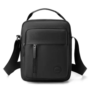 Men’s Casual Polyester Crossbody Bag with Zipper Closure Geometric Pattern Design for Daily Commuting Business Use Waterproof