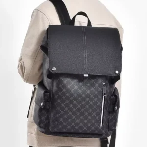 Men’s Casual Printed Large Capacity Waterproof Computer Backpack Business Computer Bag Zipper Closure for Travel School Letter