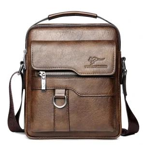 Men’s Casual Pu Leather Messenger Bag Fashionable Satchel with Crossbody Design PU Material Polyester Lining Shoulder Bag