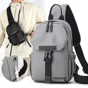 Men’s Casual Pu Waterproof Crossbody Backpack Waist Bag Zipper Closure Fashionable Travel Outdoor Daily Life New