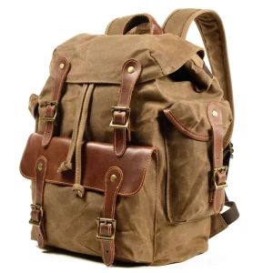 Men’s Casual Rucksack Vintage Large Capacity Travel Hiking Bag for Outdoor Travel PUBG Western Cowboy Style