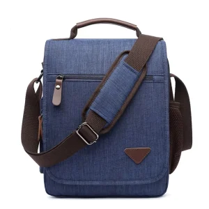 Men’s Casual Single-Shoulder Crossbody Bag Fashion Trendy Korean Water-Resistant Breathable Polyester Zipper Closure Handbag