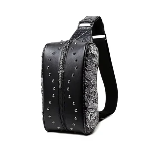 Men’s Casual Single Shoulder Diagonal Chest Bag PU Material Large Capacity Waterproof Fashion Design