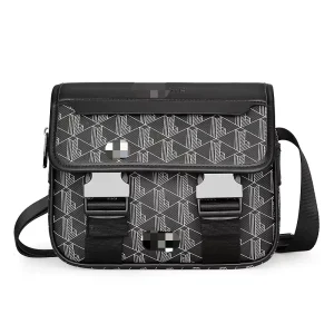 Men’s Casual Single Shoulder Leather Sports Bag Men’s Crossbody Bag Men’s PU Messenger Bag Crossbody Polyester Lining