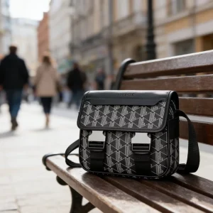 Men’s Casual Single Shoulder Plaid Leather Sports Bag High-Value New Trendy Brand High-quality PU Material for Foreign Trade