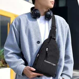 Men’s Casual Sling Bag Nylon Crossbody Chest Pack Modern Solid Color Shoulder Bag Custom Logo Fashion Sport