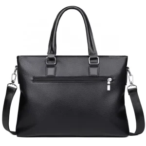 Men’s Casual Slung Leather Briefcase PU Handbag with A4 File and Computer Bag Tablet Holder