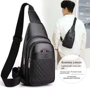 Men’s Casual Sports Chest Crossbody Softback Backpack Waterproof PU Zipper Closure Fashion Korean Small Shoulder Travel Bag All