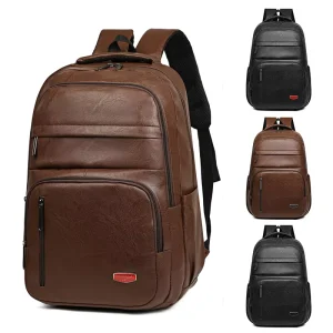 Men’s Casual Student Business Backpack Large Capacity Soft Zipper Waterproof Wear Resistant Polyester for Travel