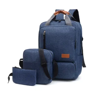 Men’s Casual Three Piece Set Backpack Large Capacity Oxford School Travel Bag Polyester for Students Outdoor Adventures