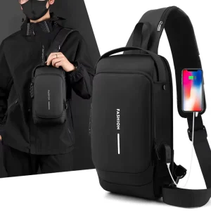 Men’s Chest Bag Casual Street Fashion Business Style Sports Large Capacity Waterproof Breathable Ultra Lightweight