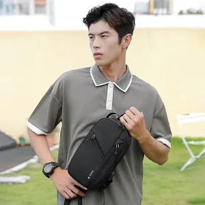 Mens Chest Bag Crossbody Phone Small Sling Waist Shoulder Trendy Backpack Zipper Closure Breathable Ultra-Light Antibacterial