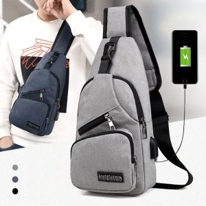 Men’s Chest Bag Factory Sling Bag Outdoor Travel Men Crossbody Chest Bag With Headphone Plug