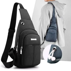 Men’s Chest Bag Fashion Shoulder Crossbody Nylon Water-repellent Breathable Multi-layer Sports Casual Travel Small