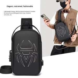 Men’s Chest Bag Fashion Water-Resistant Anti-theft Hard Shell PVC Single Shoulder Crossbody Bag