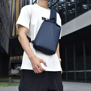 Men’s Chest Bag Korean Style Waterproof Shoulder Bag with Custom Logo Solid Color