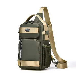 Men’s Chest Bag Nylon Crossbody Shoulder Bag Outdoor Multi Functional Waterproof Backpack