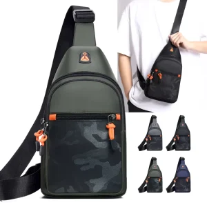 Men’s Chest Bag Outdoor Sports Street Fashion Casual Multi-Layer Thickened Oxford Cloth Waterproof Durable Portable