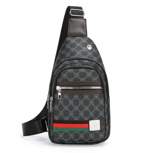 Men’s Chest Bag PU Soft Leather Printed Texturized Shoulder Large Capacity Multi-layer Business
