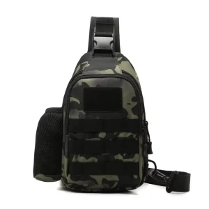 Men’s Chest Bag Shoulder Crossbody Waist Outdoor Multifunctional Tactical Camouflage Polyester Backpack Zipper Closure Summer