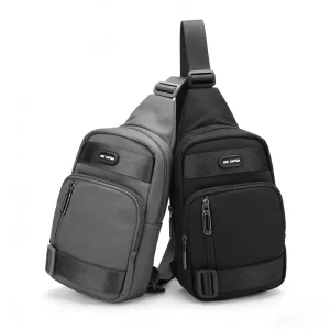 Men’s Chest Bag Vintage Waterproof Fabric Durable Multifunction Anti-Theft Lightweight Sling Bag