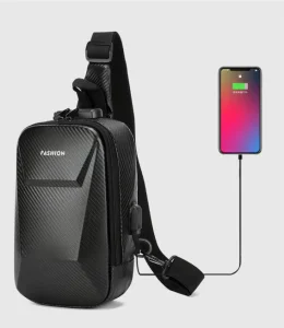 Men’s Chest Bag Waterproof Hard Shell EVA Crossbody Shoulder Bag Fashion Sports Men’s Messenger Bag