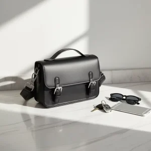 Men’s Chest Bag Waterproof PU Leather Sling Bag Fashion Outdoor Crossbody Shoulder Bag for Men